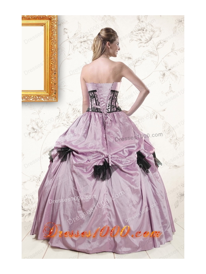 2015 Cheap Strapless Quinceanera Dresses with Appliques and Ruffles