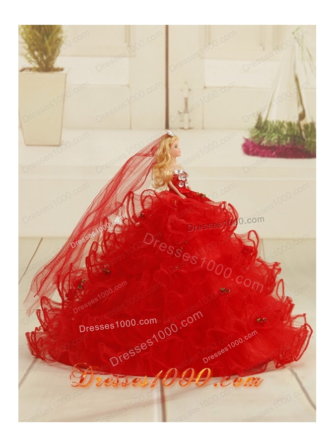 2015 Cheap Sweetheart Red Puffy Quinceanera Dresses with Embroidery