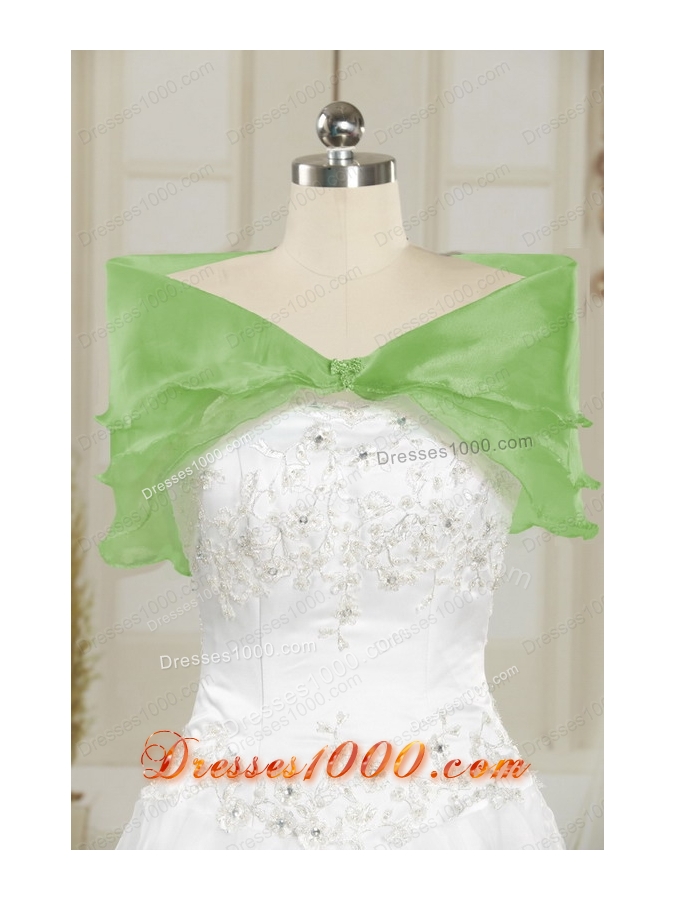 2015 Elegant Green Quinceanera Dresses with Beading and Ruffles