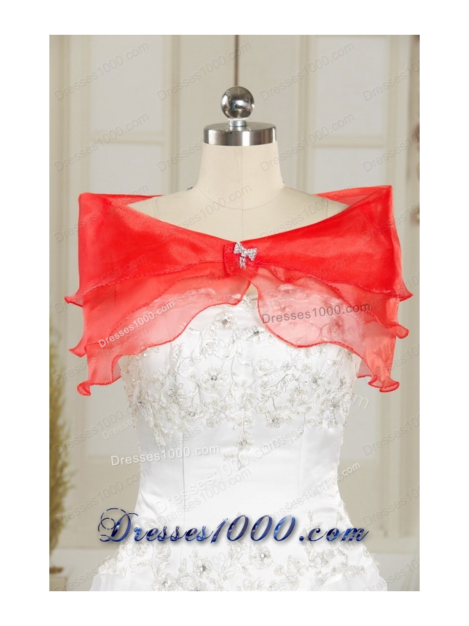 2015 Elegant Red Quinceanera Dresses with Beading and Ruffles