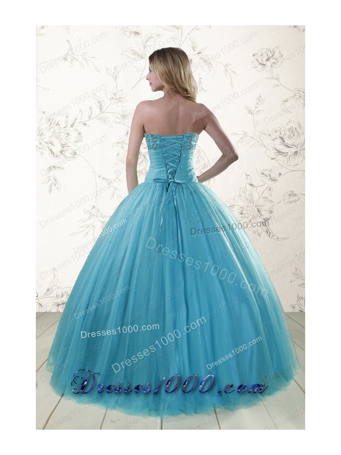 2015 Elegant Sweetheart Baby Blue Quinceanera Dresses with Appliques