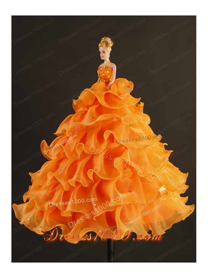 2015 Elegant Sweetheart Leopard Quinceanera Dresses in Orange