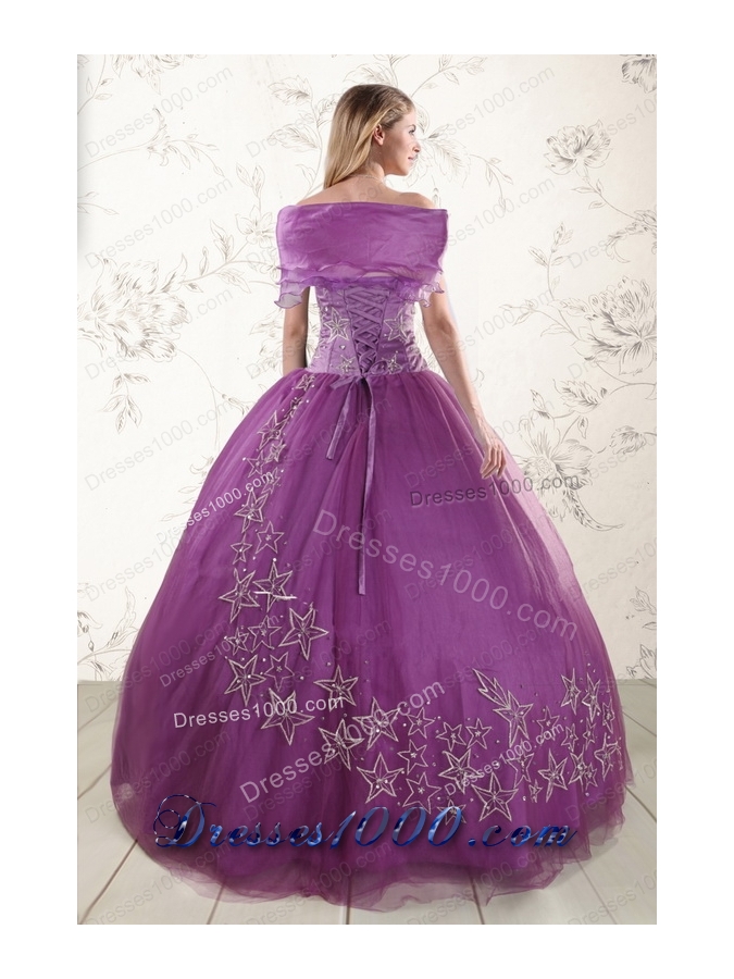 2015 Elegant Sweetheart Purple Quinceanera Dresses with Embroidery