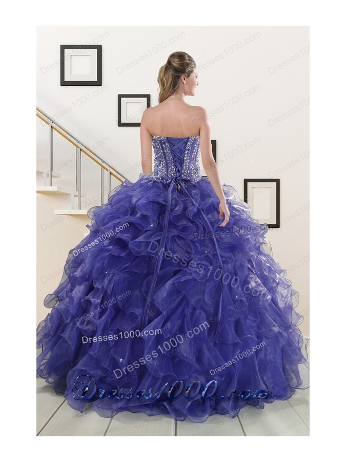 2015 Elegant Sweetheart Quinceanera Dresses with Sequins and Ruffles