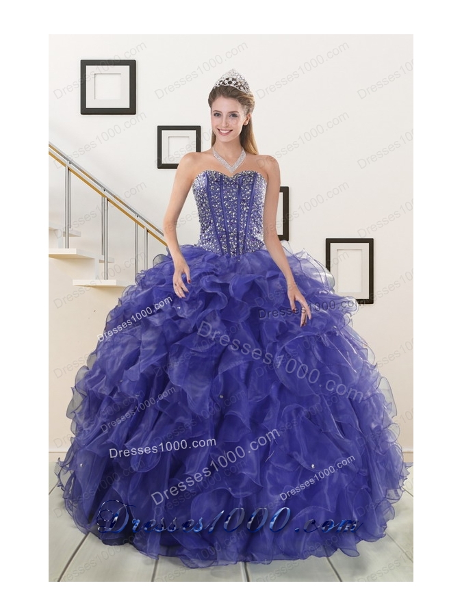 2015 Elegant Sweetheart Quinceanera Dresses with Sequins and Ruffles