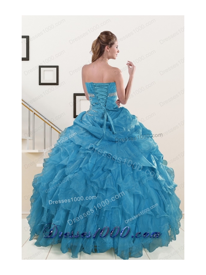2015 Fashionable Strapless Quinceanera Dresses with Beading and Ruffles