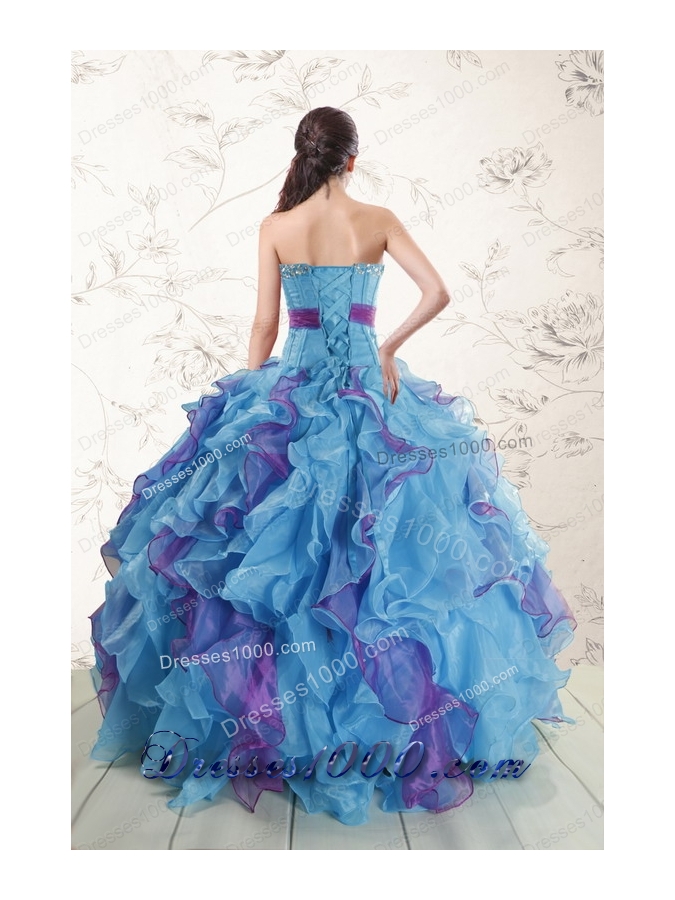 2015 New Style Multi Color Quinceanera Dresses with Beading and Ruffles