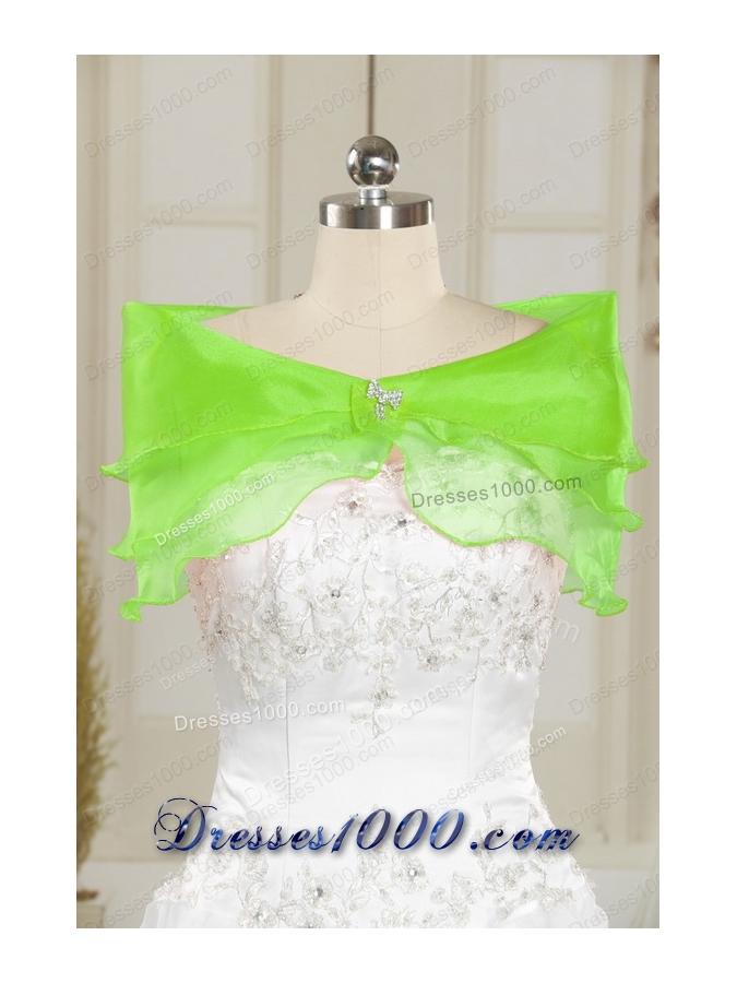 2015 Pretty Puffy Apple Green Sweet 16 Dresses with Beading