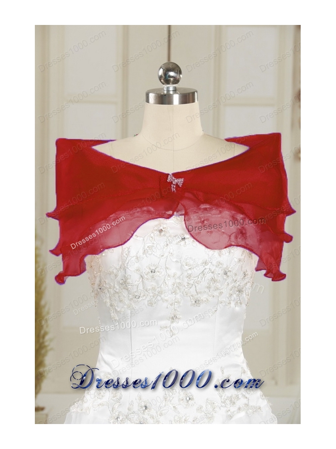 Cheap Red Ball Gown Strapless Sweet 15 Dresses with Beading and Ruffles