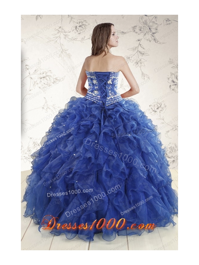 Elegant Beading and Ruffles 2015 Quinceanera Dresses in Royal Blue
