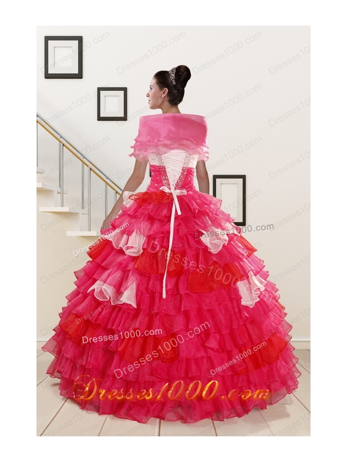 Elegant Beading Quinceanera Dresses with One Shoulder for 2015