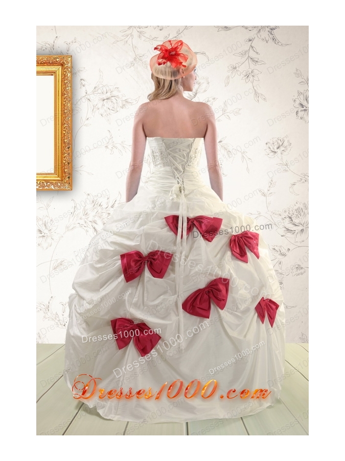 Elegant White Quinceanera Dresses with Beading and Bowknots For 2015