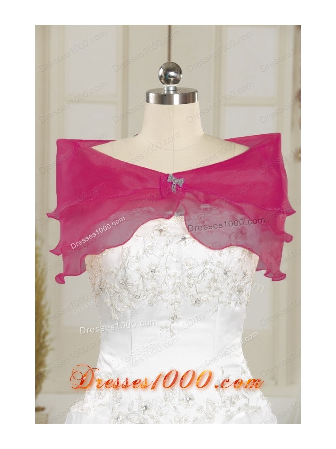 Exquisite Lace Appliques Hot Pink Quinceanera Gowns for 2015