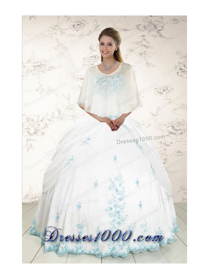 Fashionable Appliques 2015 Quinceanera Dresses in White