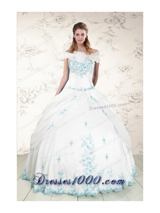 Fashionable Appliques 2015 Quinceanera Dresses in White