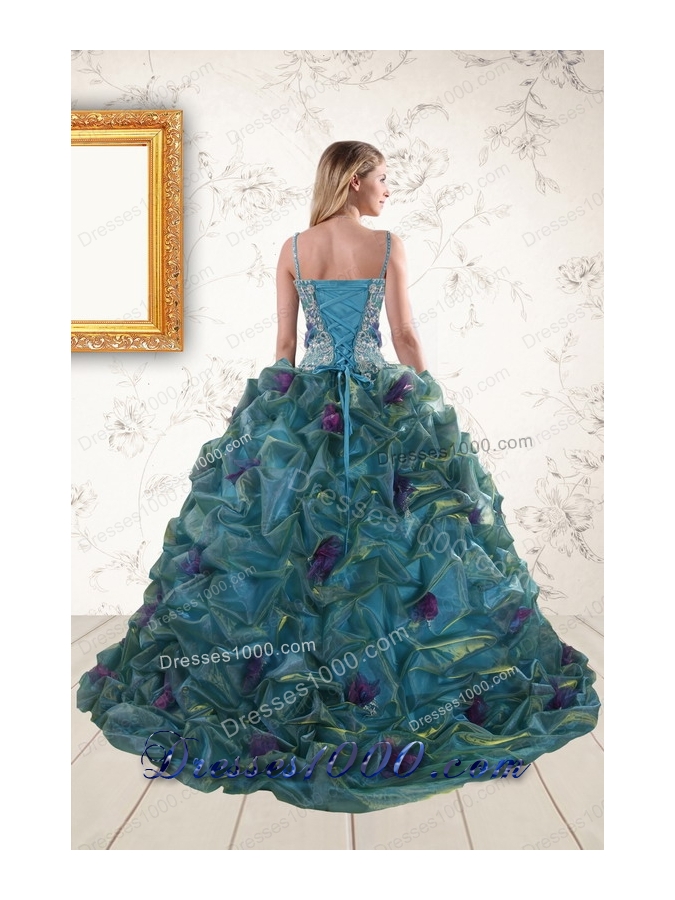Fashionable Straps Appliques Quinceanera Dresses for 2015