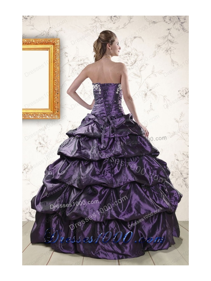 Fashionable Sweetheart Purple Sweet 15 Dresses with Appliques for 2015