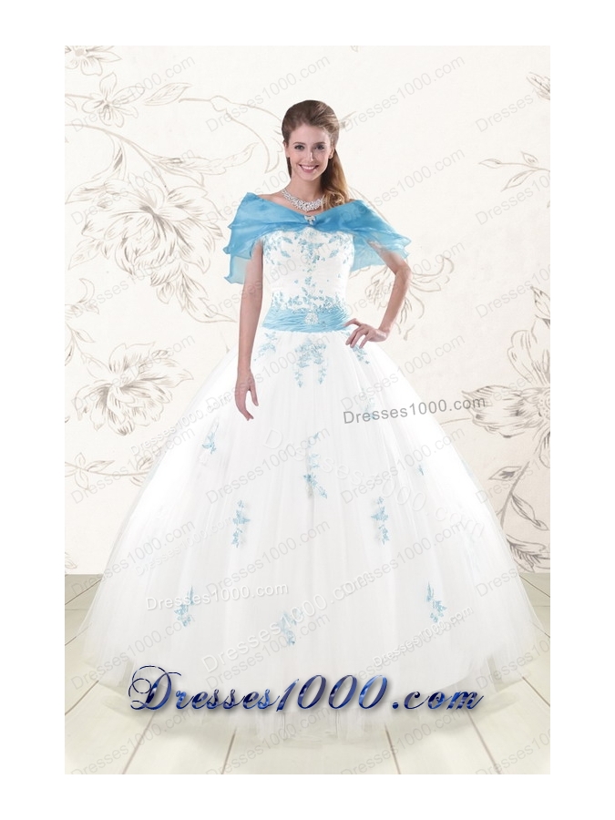 Fashionable White Ball Gown Quinceanera Dresses with Appliques and Beading