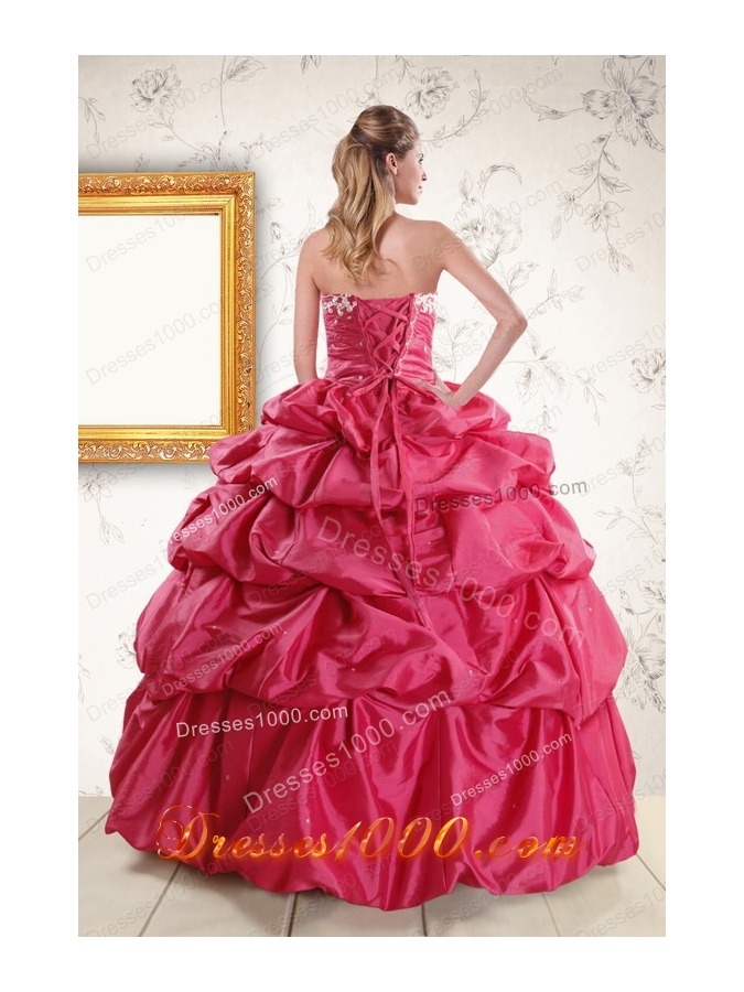 In Stock 2015 Hot Pink Quinceanera Dresses with Lace Up