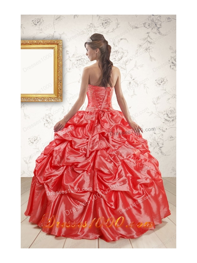 In Stock Appliques Quinceanera Dresses in Watermelon