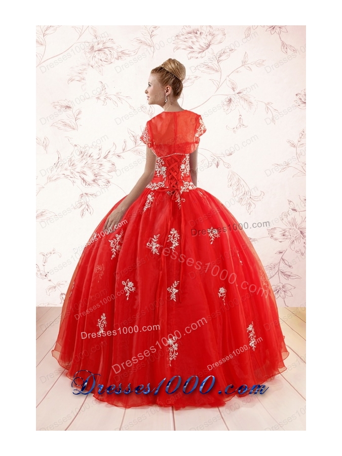 In Stock Ball Gown Sweetheart Appliques Quinceanera Dresses