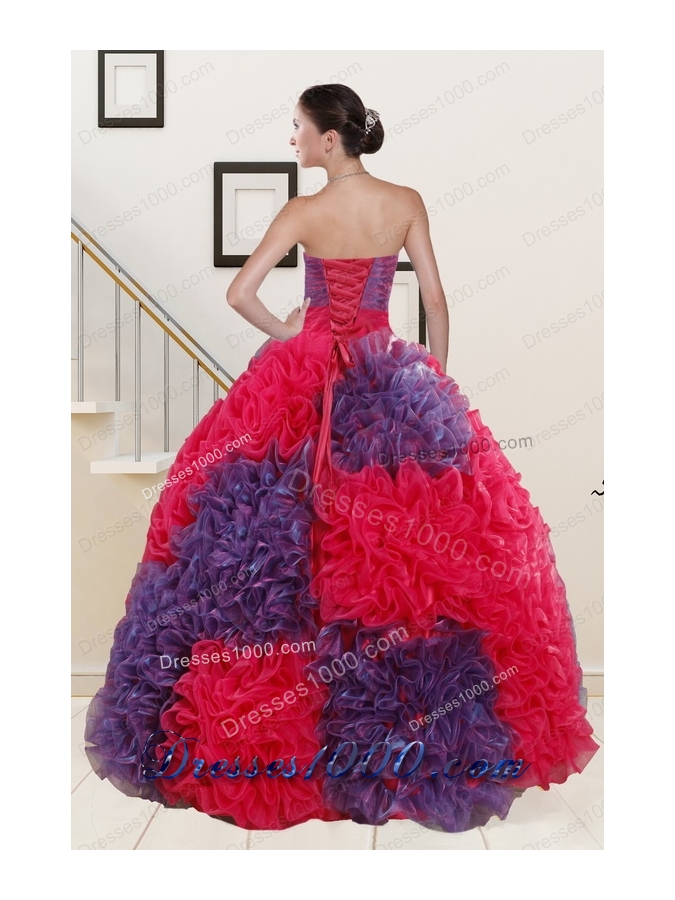 In Stock Beading and Ruffles Multi-color Quinceanera Dresses