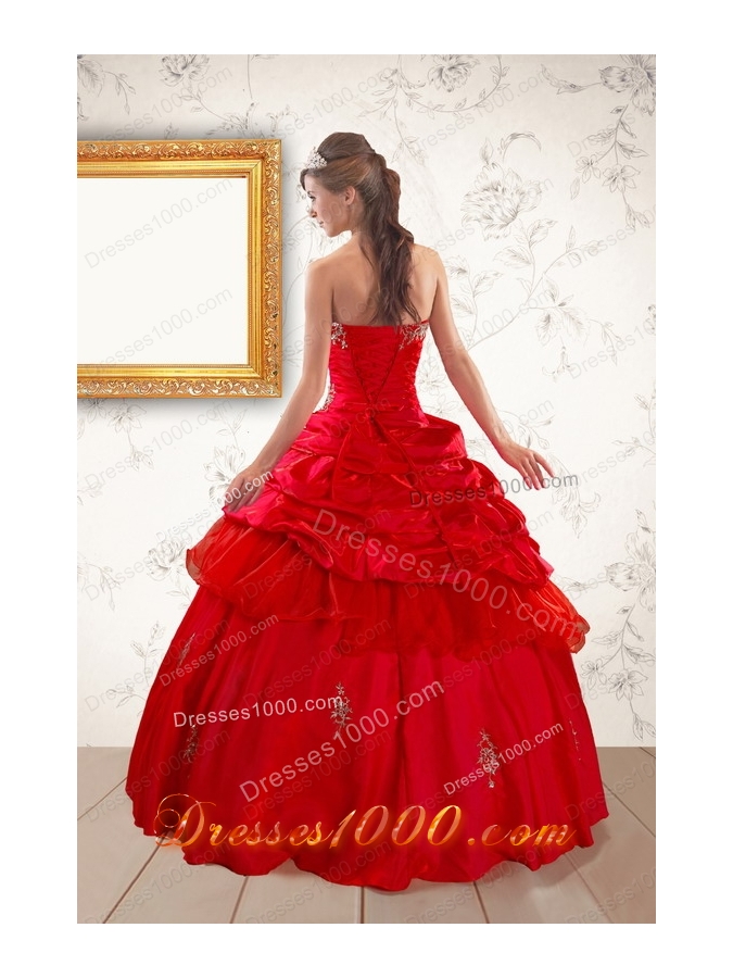 In Stock Beautiful Beading Sweetheart Red Quinceanera Dresses