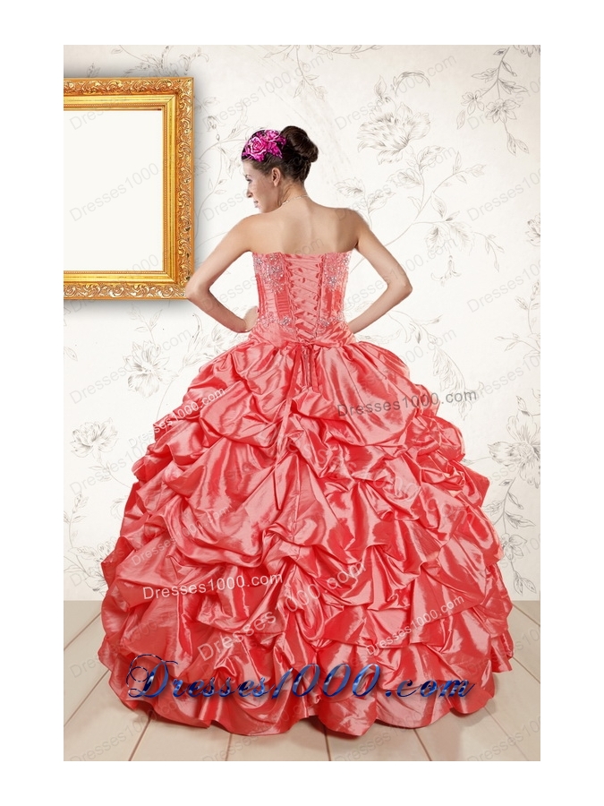 In Stock Beautiful Sweetheart Beading Quinceanera Dresses in Watermelon