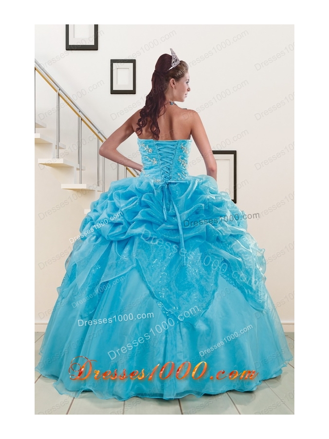 In Stock Sweetheart Beading Quinceanera Dress in Aqua Blue