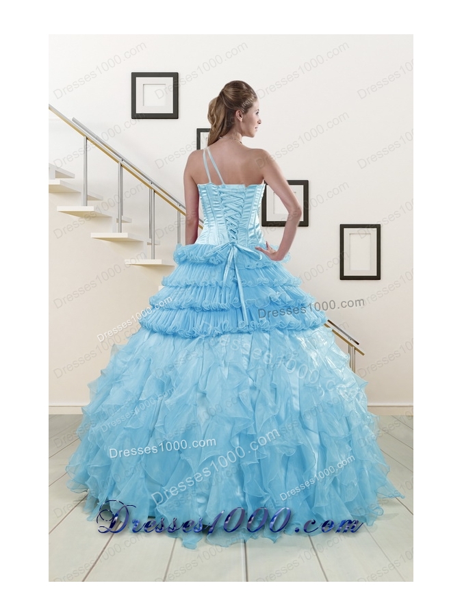 In Stock Pretty Baby Blue Sweet 15 Dresses with Beading