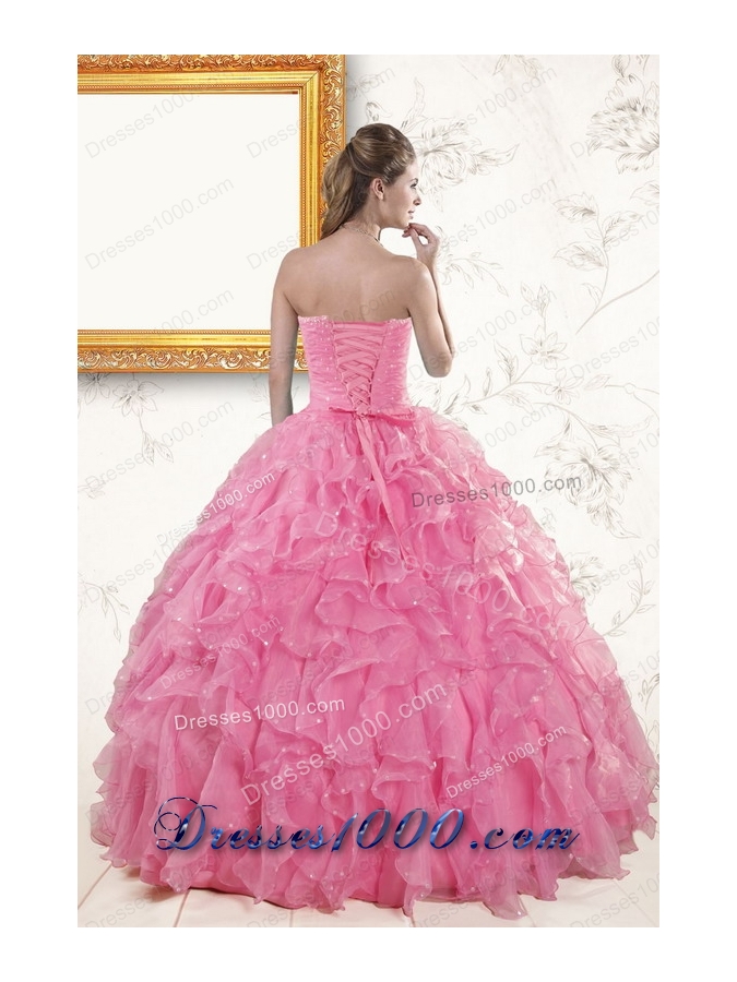 In Stock Pretty Sweetheart Beading Baby Pink Quinceanera Dresses