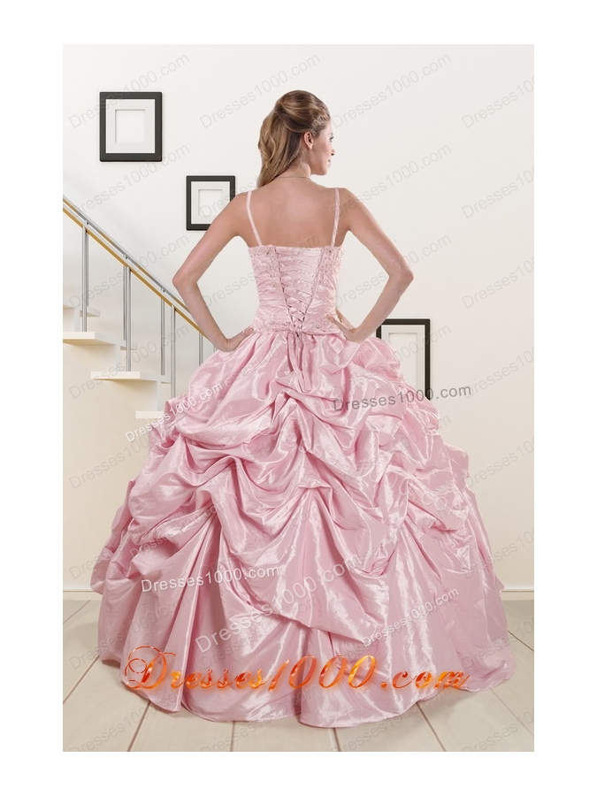 In Stock Sweet Spaghetti Straps Quinceanera Dresses in Pink