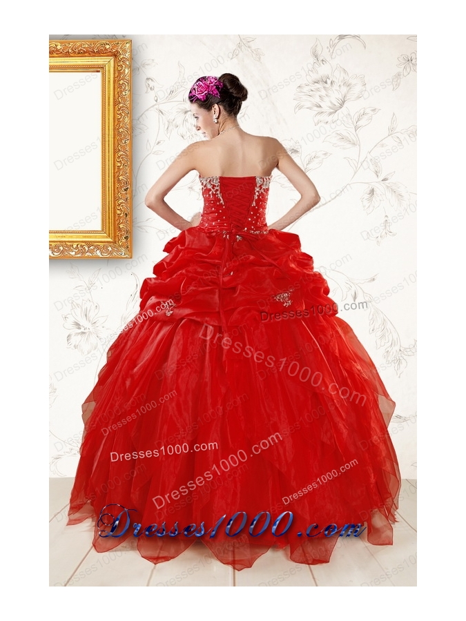 Most Popular Sweetheart Beading Cheap Quinceanera Dresses in Red