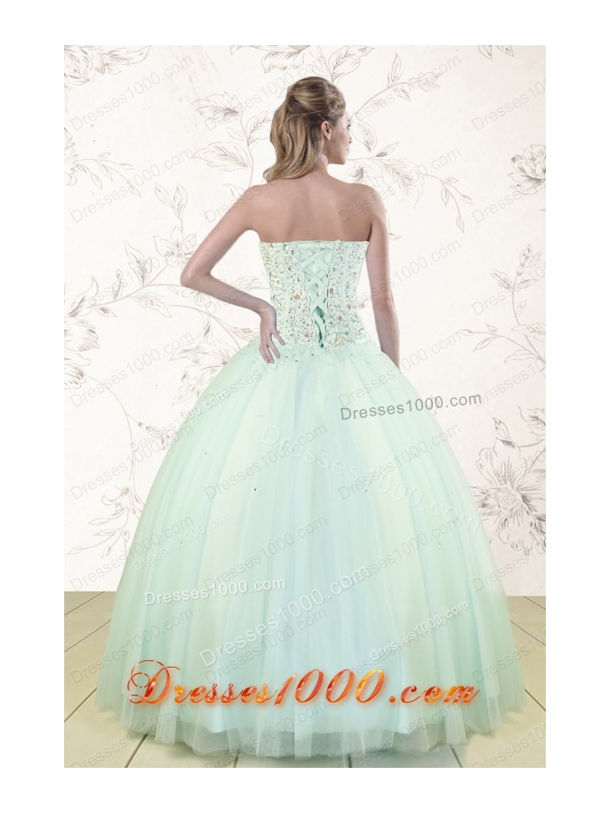 2015 Cheap Light Blue Sweet 15 Dresses with Beading