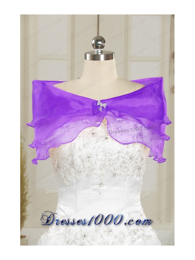 2015 Cheap Purple Quinceanera Dresses with Beading and Ruffles