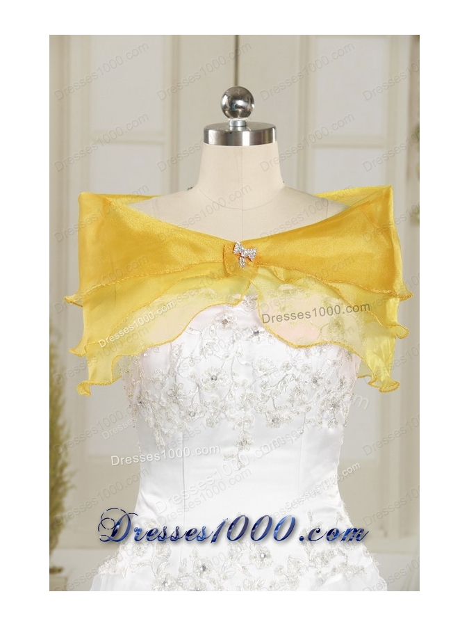 2015 Cheap Ruffles and Beaded Quinceanera Dresses in Champange