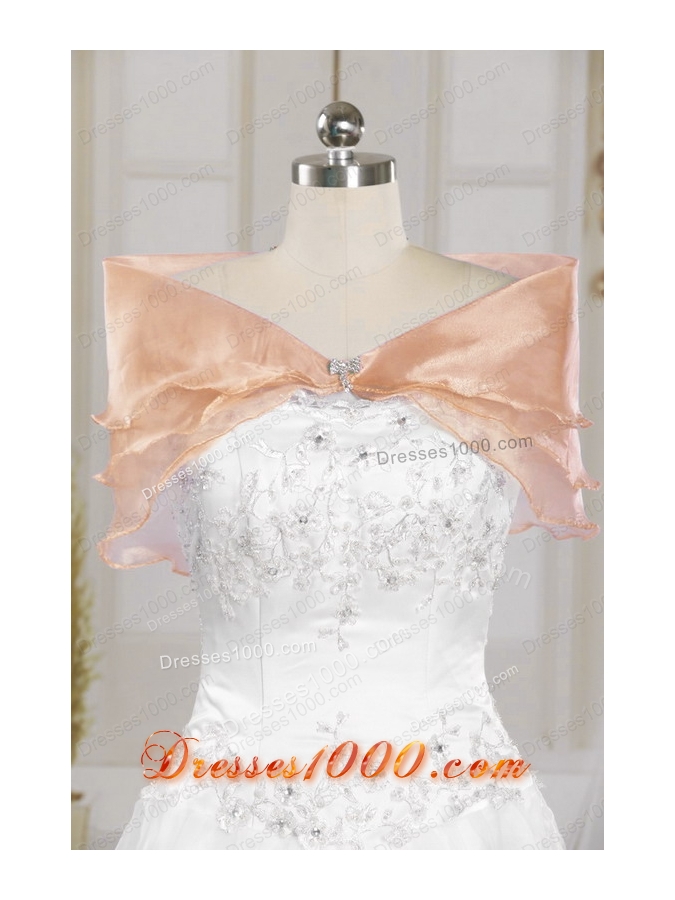 2015 Fashionable One Shoulder Appliques Quinceanera Dress in Peach