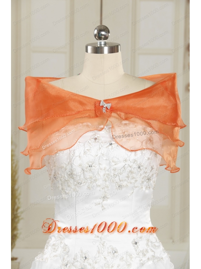 2015 Fashionable Princess Orange Quinceanera Dresses with Appliques