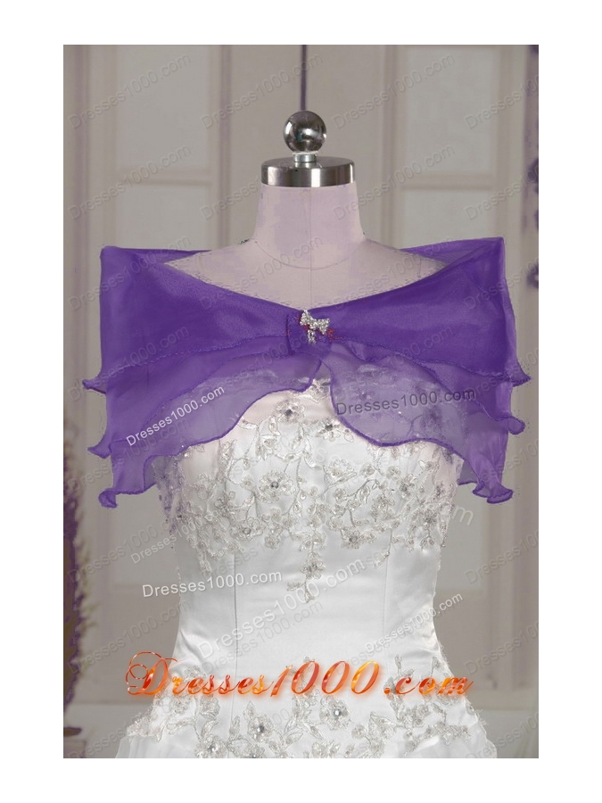 2015 Fashionable Purple Sweetheart Appliques Quinceanera Dresses