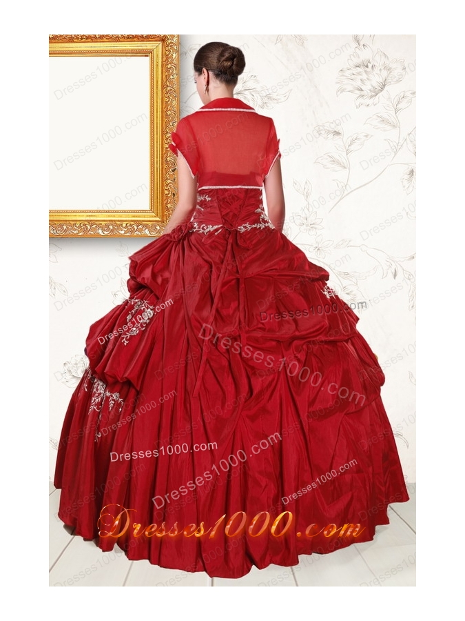 2015 Fashionable Wine Red Sweetheart Quinceanera Dresses with Embroidery