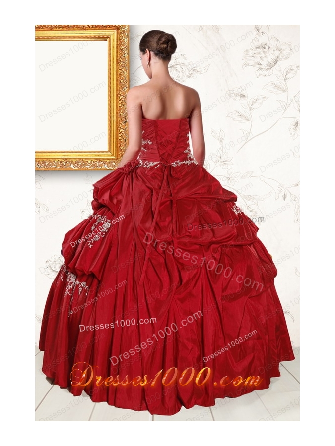 2015 Fashionable Wine Red Sweetheart Quinceanera Dresses with Embroidery