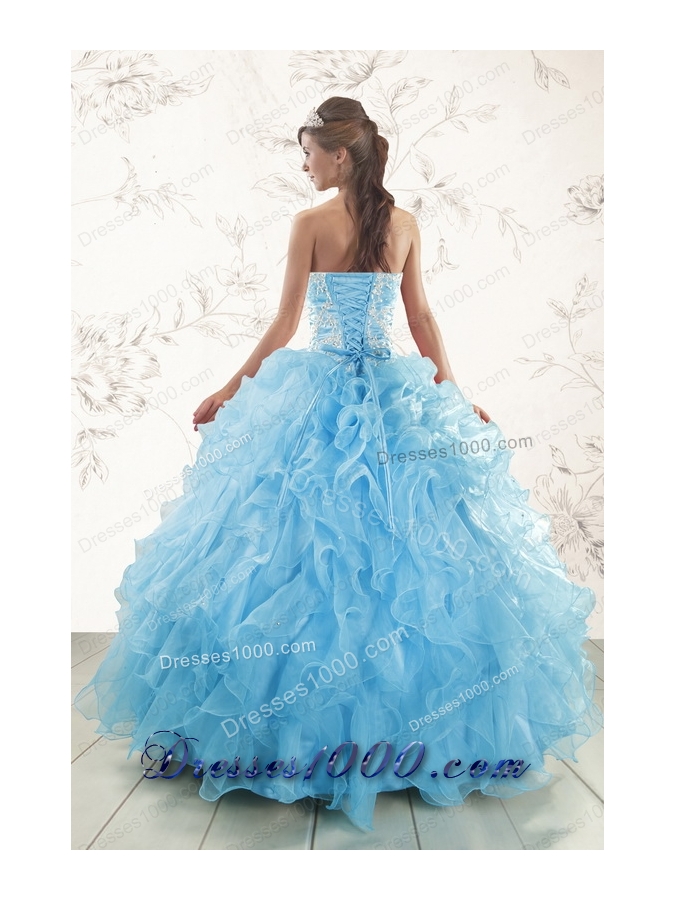 Cheap Aqua Blue Ball Gown Sweetheart Beading Sweet 16 Dresses