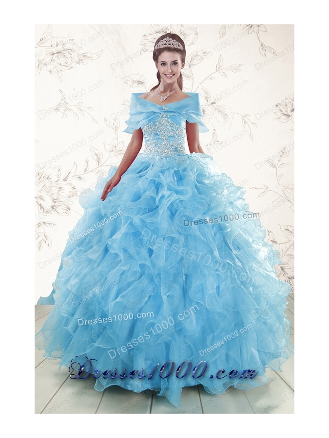 Cheap Aqua Blue Ball Gown Sweetheart Beading Sweet 16 Dresses
