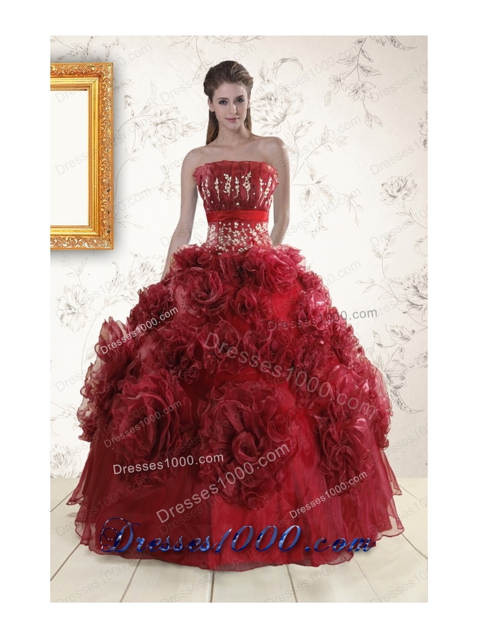 Cheap Quinceanera Dresses with Hand Made Flowers for 2015