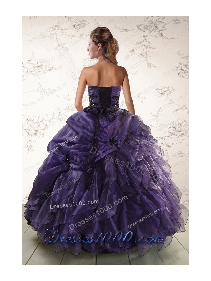 Cheap Sweetheart Appliques Purple Quinceanera Dress for 2015