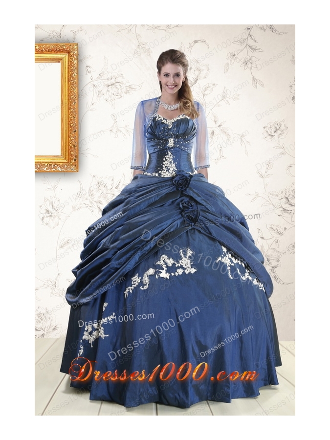 Cheap Sweetheart Ball Gown Quinceanera Dresses in Navy Blue