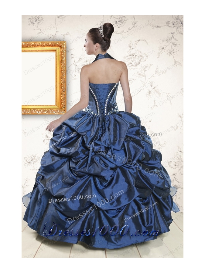 Cheap Sweetheart Navy Blue Quinceanera Dresses with Beading