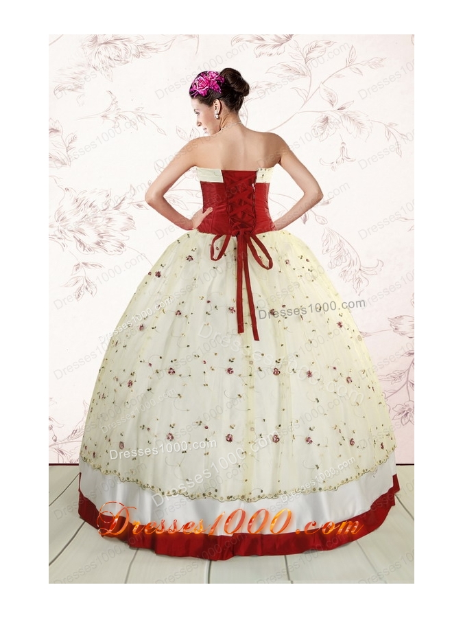 Fashionable Multi Color 2015 Quinceanera Gowns with Appliques and Bowknots