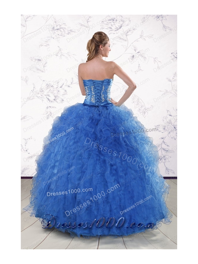 Fashionable Royal Blue 2015 Quinceanera Dresses with Appliques and Ruffles