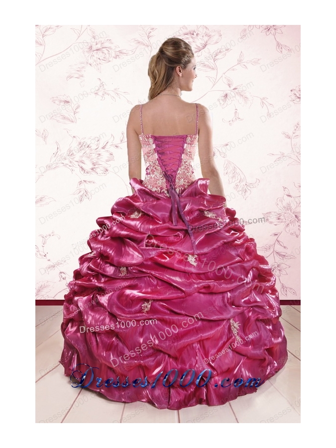 Most Popular Appliques Quinceanera Gowns with Spaghetti Straps